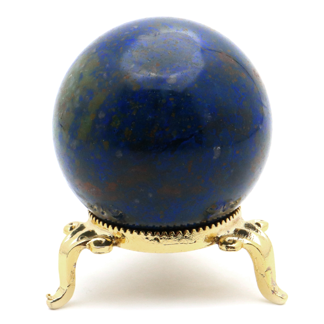 アズライト 丸玉 直径54mm 1点物 台座付き 天然石 置き物 パワーストーン 中国 貴州省産 ブルー 藍銅鉱 らんどうこう Azurite 鉱物 鉱石