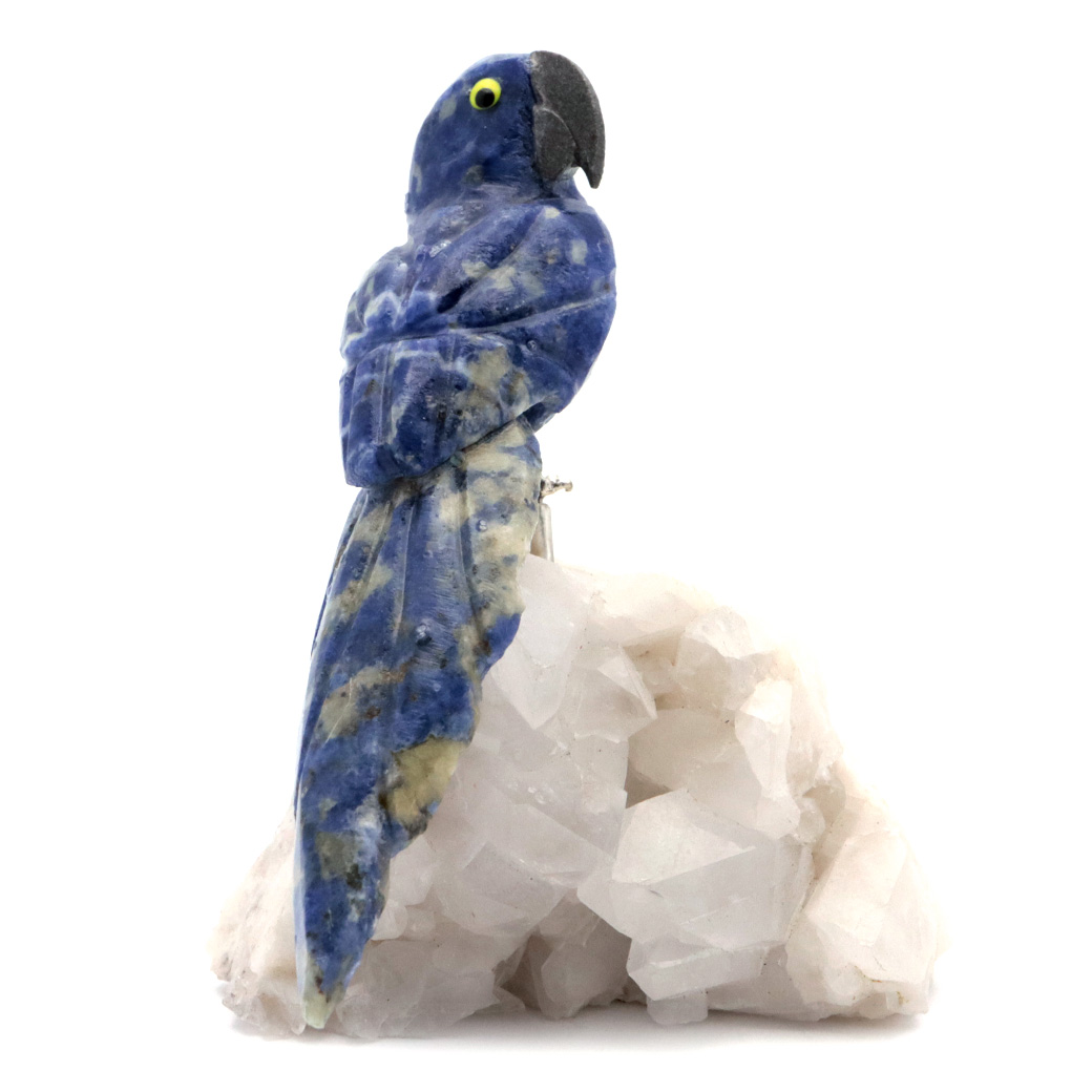 天然石鳥彫刻 おうむのつがい