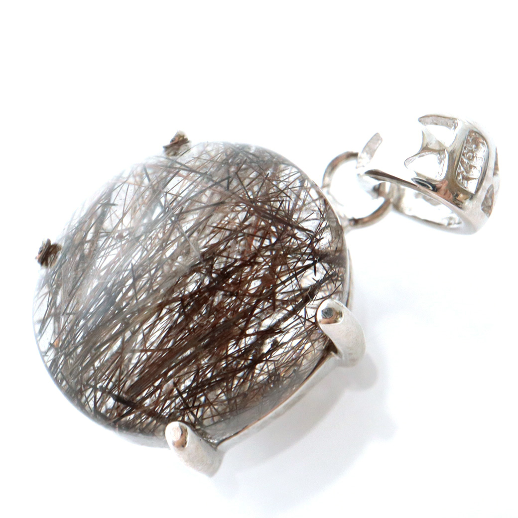 ブラックルチル ペンダント ルチルクォーツ 黒針 Silver925 チェーン付き