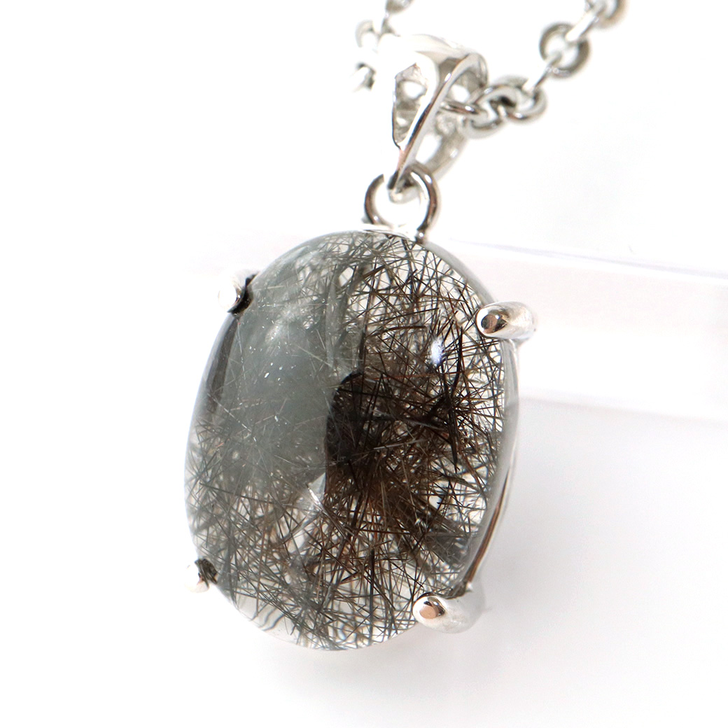 ブラックルチル ペンダント ルチルクォーツ 黒針 Silver925 チェーン付き