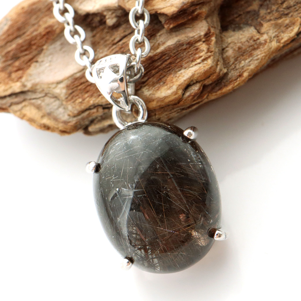 ブラックルチル ペンダント ルチルクォーツ 黒針 Silver925 チェーン付き