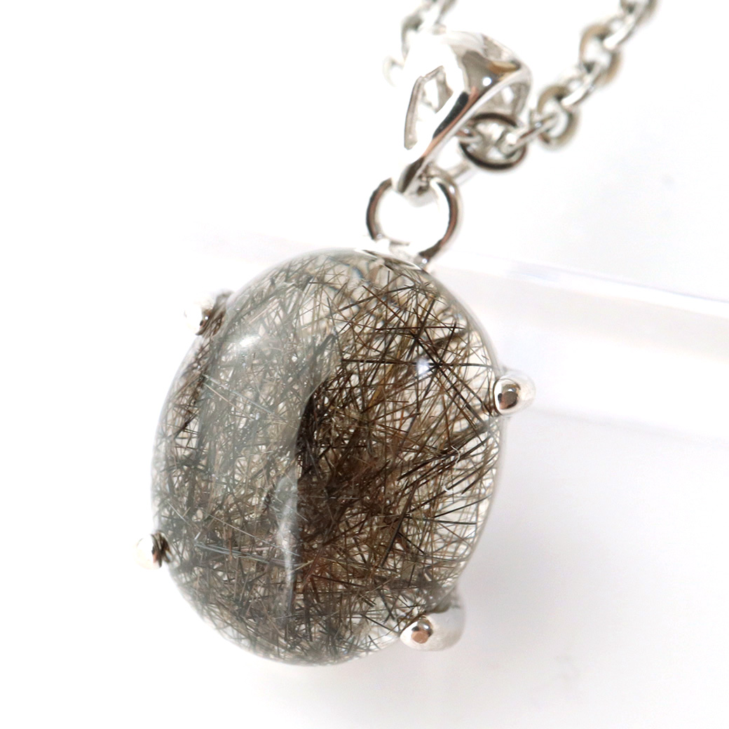 ブラックルチル ペンダント ルチルクォーツ 黒針 Silver925 チェーン付き