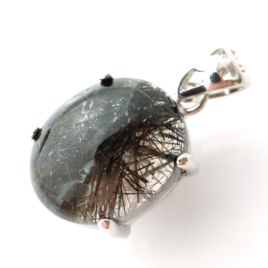 ブラックルチル ペンダント ルチルクォーツ 黒針 Silver925 チェーン付き