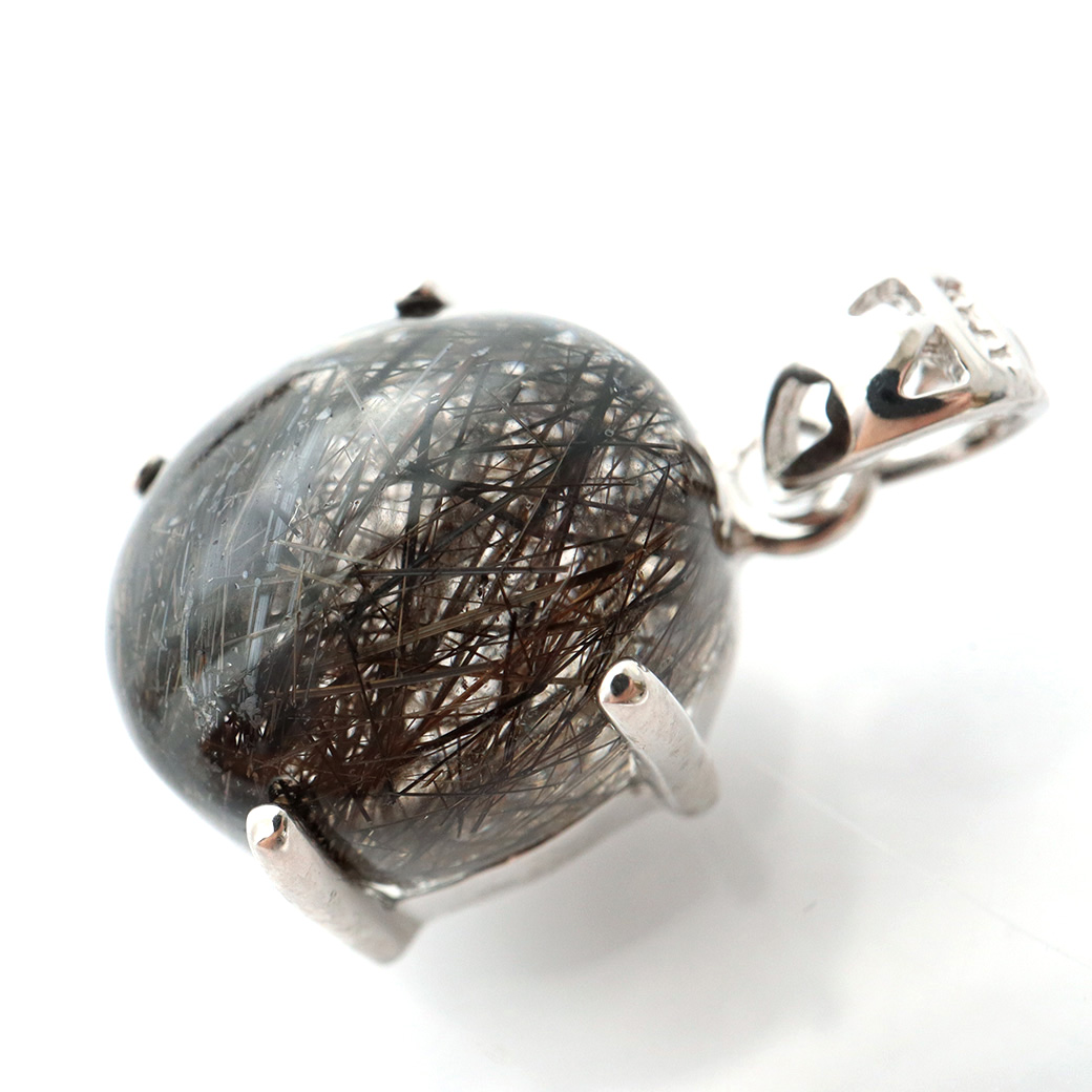 ブラックルチル ペンダント ルチルクォーツ 黒針 Silver925 チェーン付き