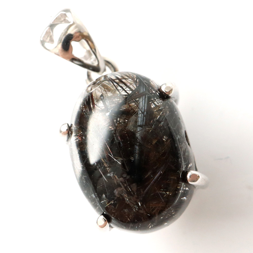 ブラックルチル ペンダント ルチルクォーツ 黒針 Silver925 チェーン付き