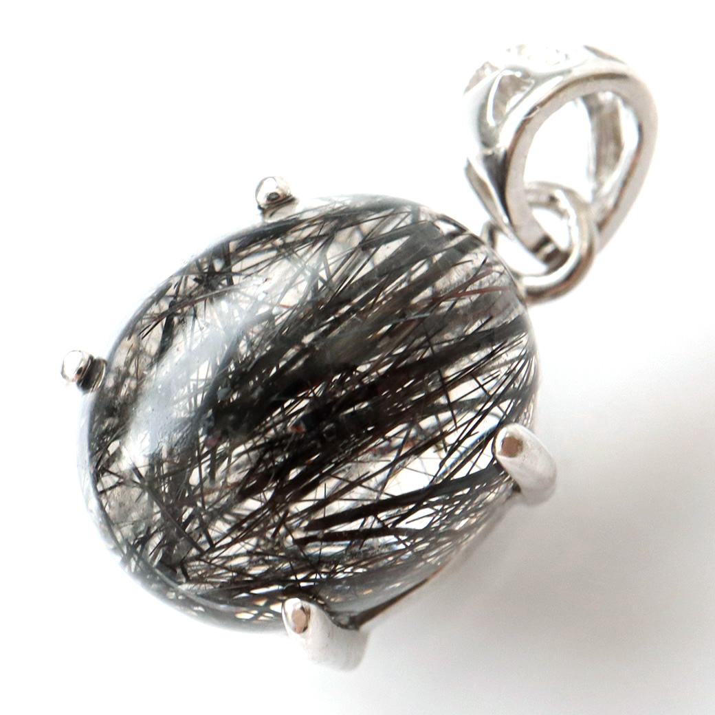 ブラックルチル ペンダント ルチルクォーツ 黒針 Silver925 チェーン付き