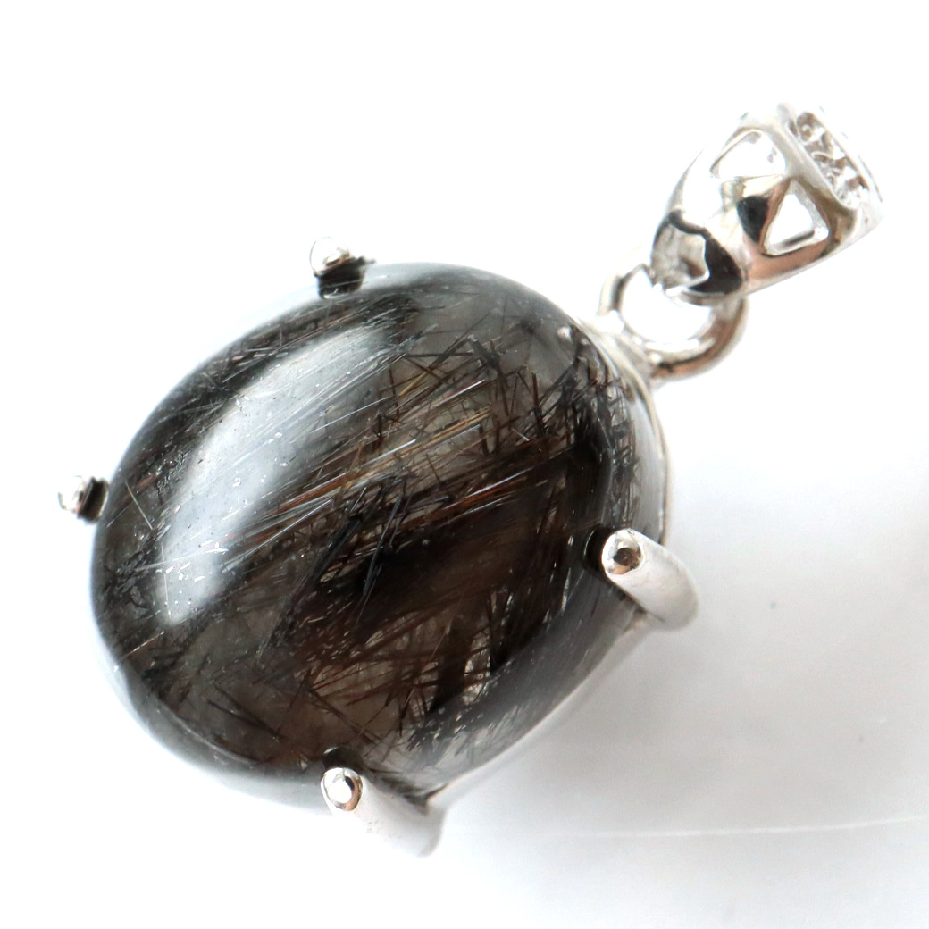 ブラックルチル ペンダント ルチルクォーツ 黒針 Silver925 チェーン付き