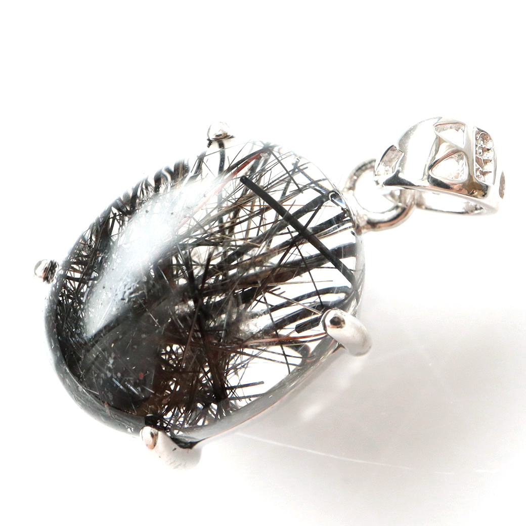 ブラックルチル ペンダント ルチルクォーツ 黒針 Silver925 チェーン付き