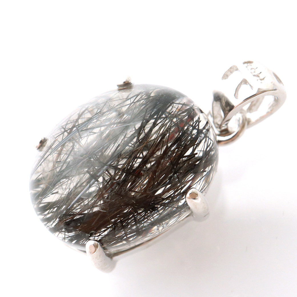 ブラックルチル ペンダント ルチルクォーツ 黒針 Silver925 チェーン付き