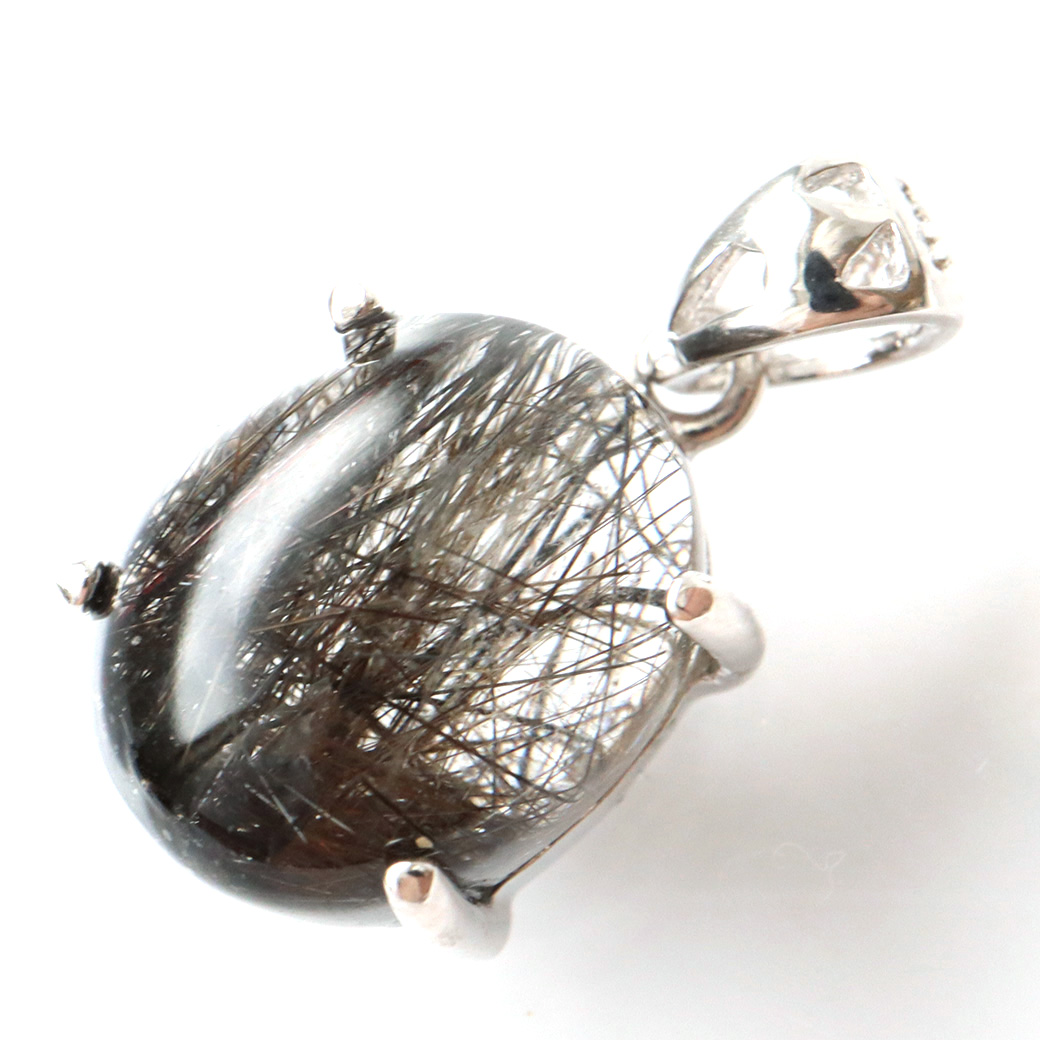 ブラックルチル ペンダント ルチルクォーツ 黒針 Silver925 チェーン付き