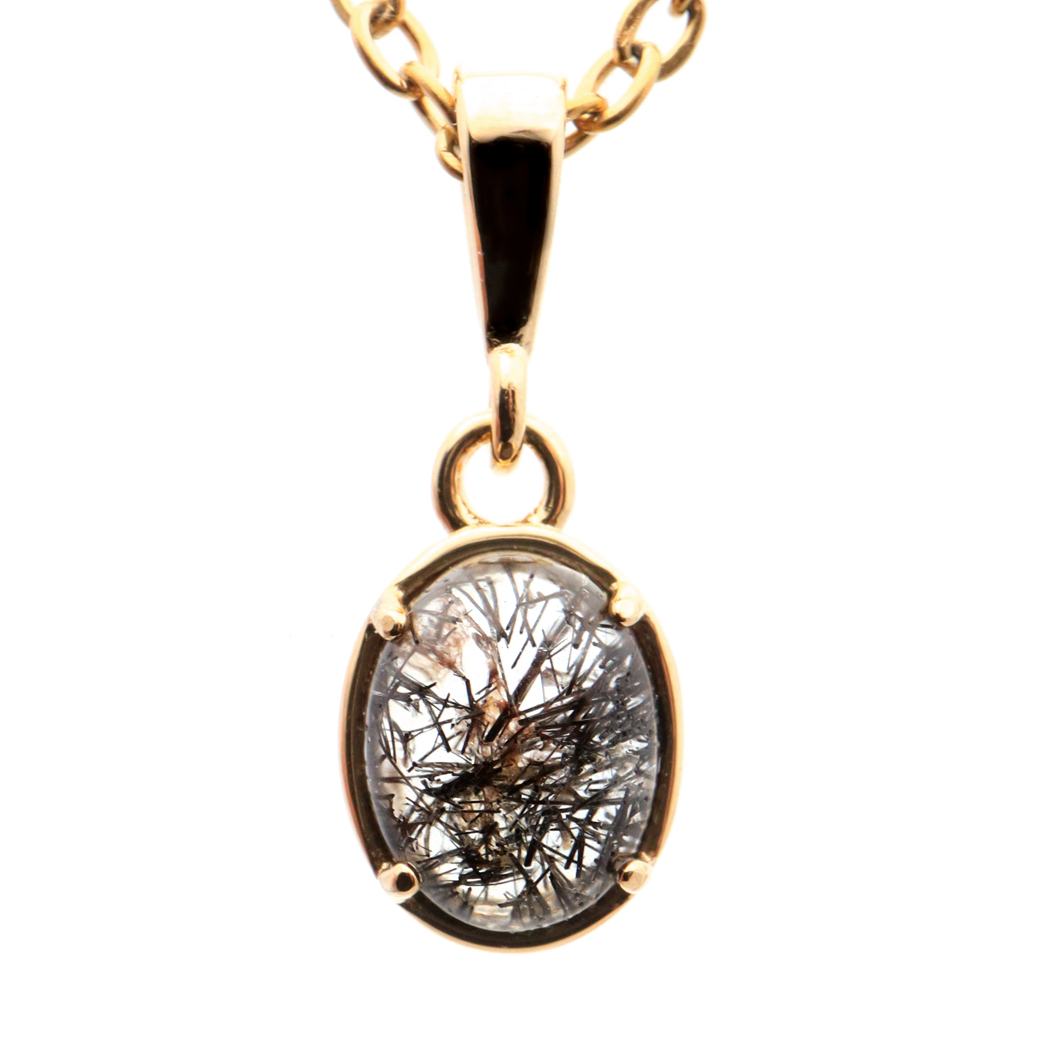 ブラックルチルクォーツ ペンダント ブラジル産 1点もの 天然石 ネックレス ステンレス製 パワーストーン メンズ レディース