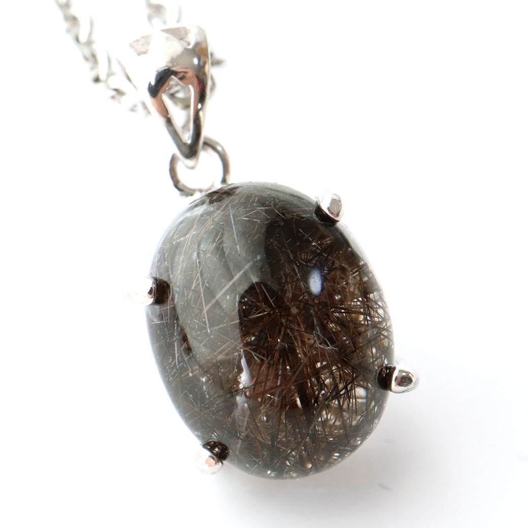 ブラックルチル ペンダント ルチルクォーツ 黒針 Silver925 チェーン付き