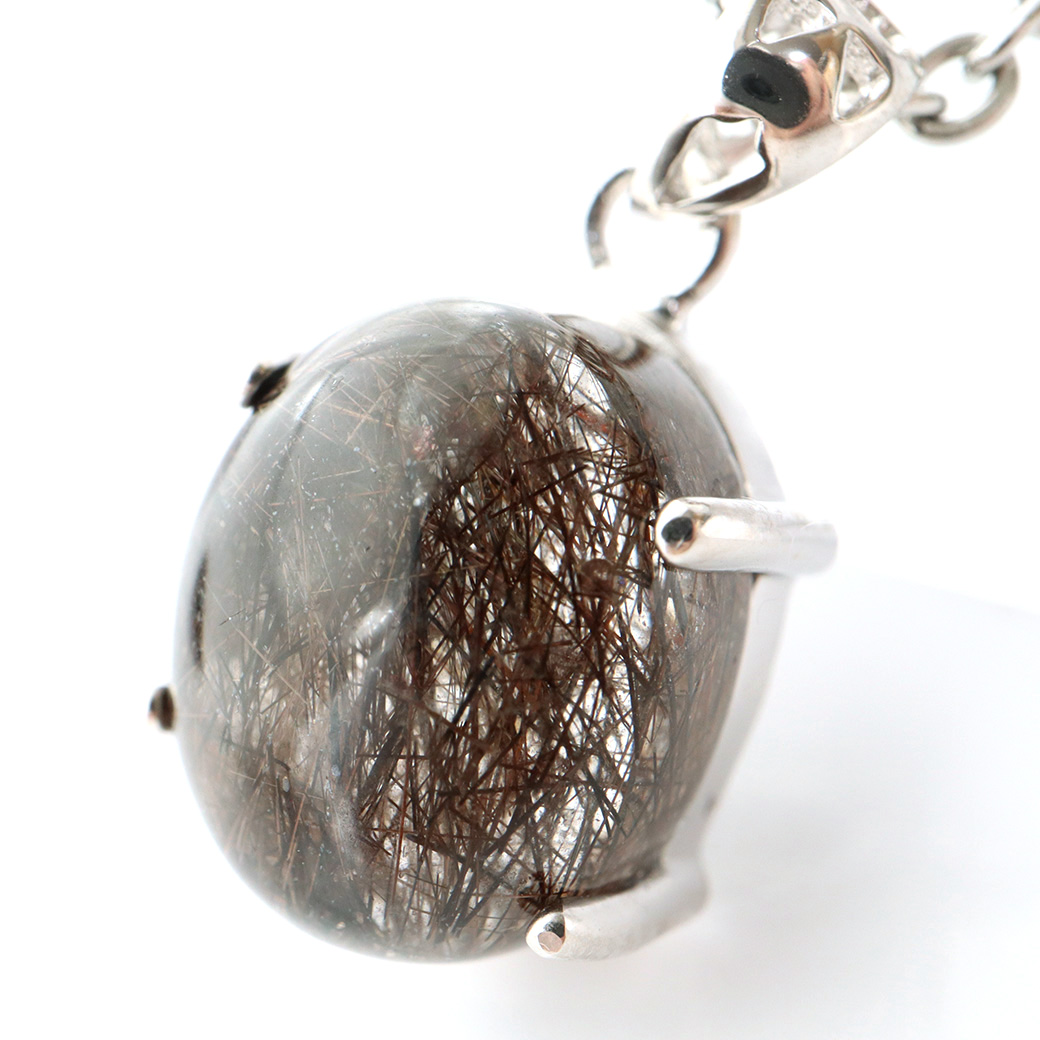 ブラックルチル ペンダント ルチルクォーツ 黒針 Silver925 チェーン付き