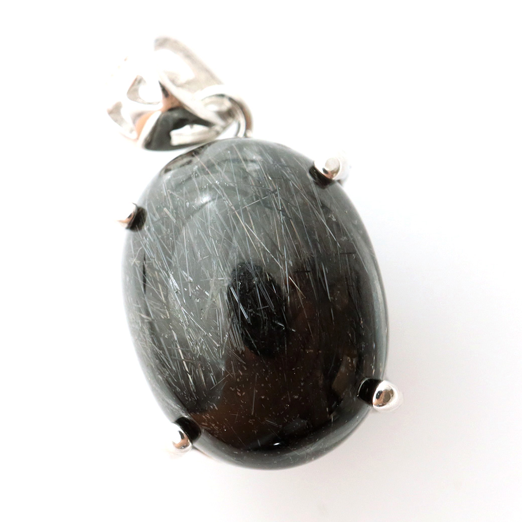 ブラックルチル ペンダント ルチルクォーツ 黒針 Silver925 チェーン付き