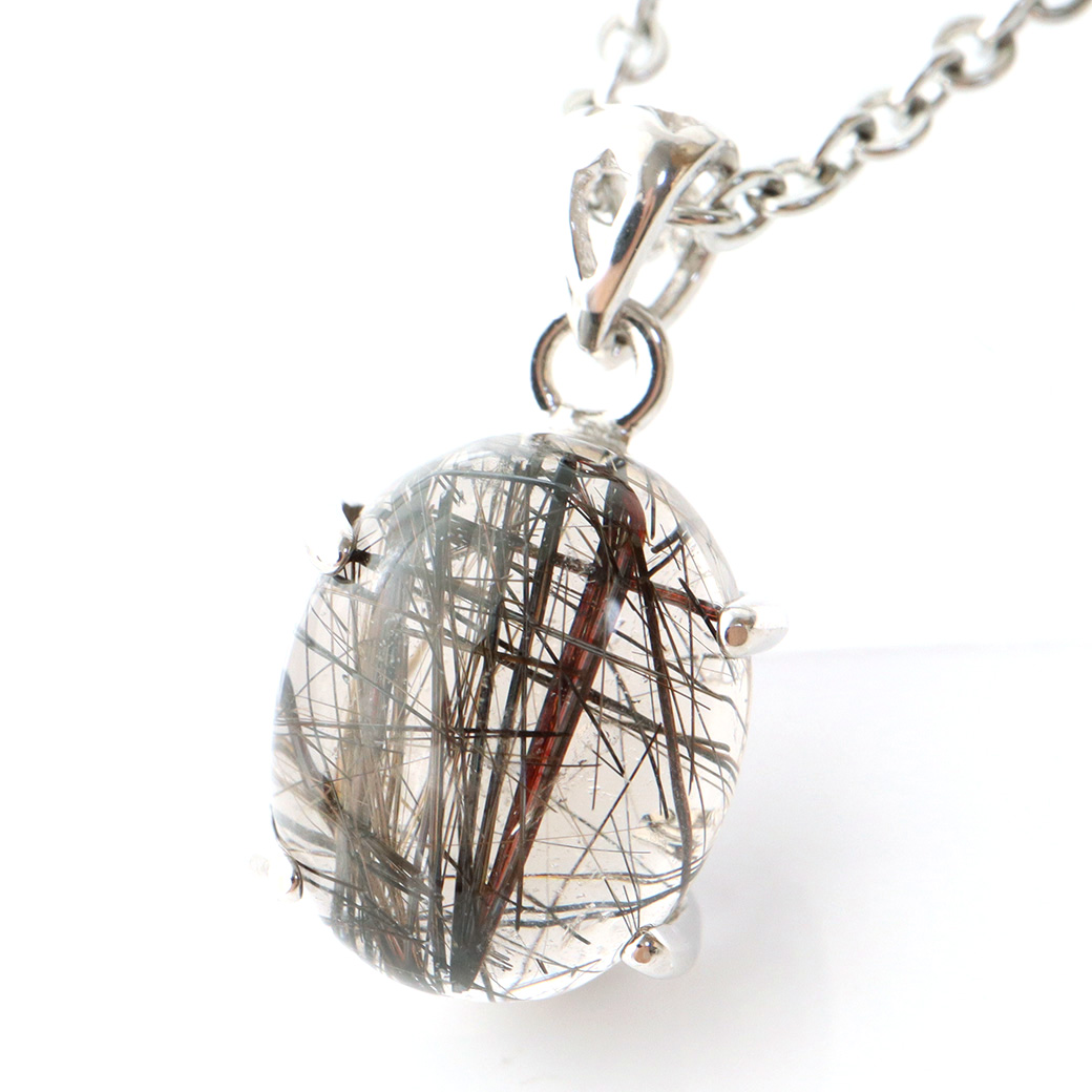 ブラックルチル ペンダント ルチルクォーツ 黒針 Silver925 チェーン付き