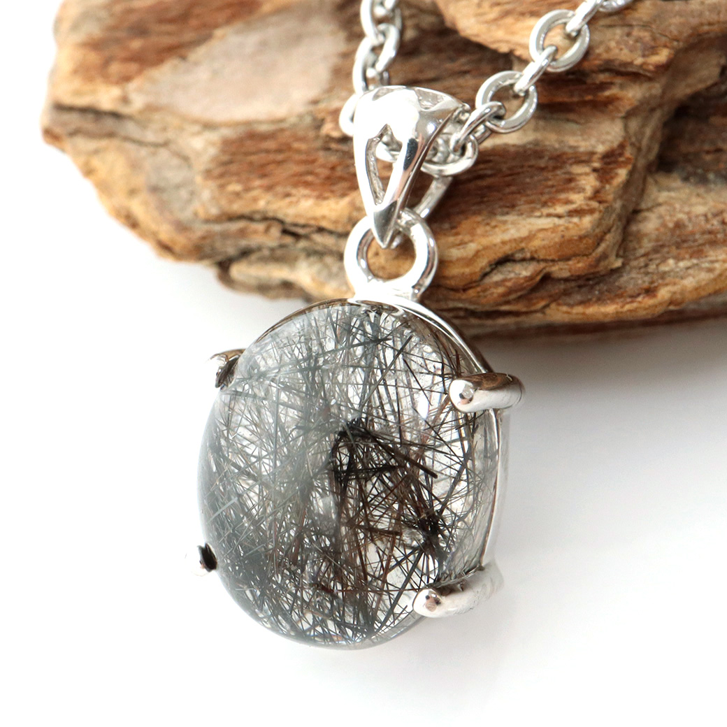 ブラックルチル ペンダント ルチルクォーツ 黒針 Silver925 チェーン付き