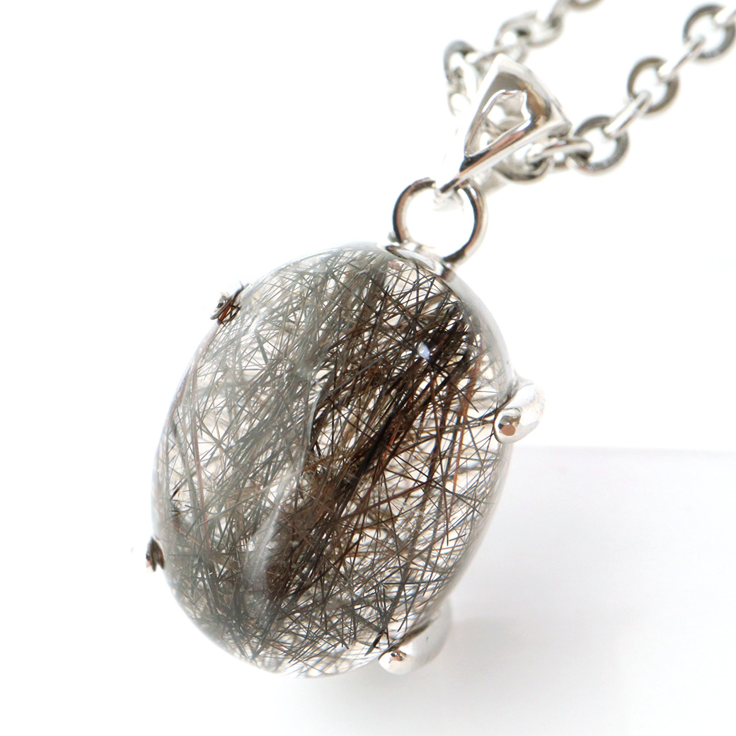 ブラックルチル ペンダント ルチルクォーツ 黒針 Silver925 チェーン付き