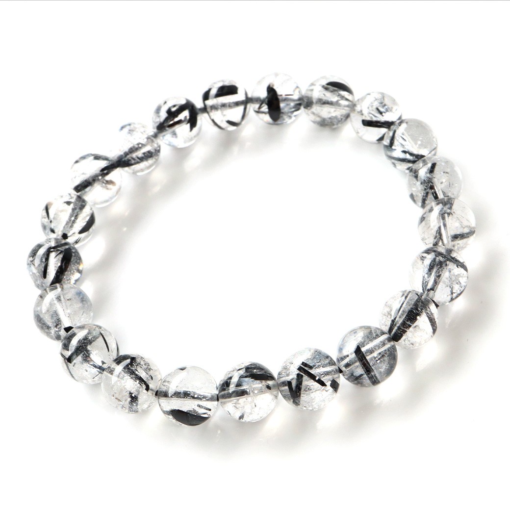 アイリス ブラックトルマリン イン クォーツ ブレスレット 9mm 虹入り水晶 1点物