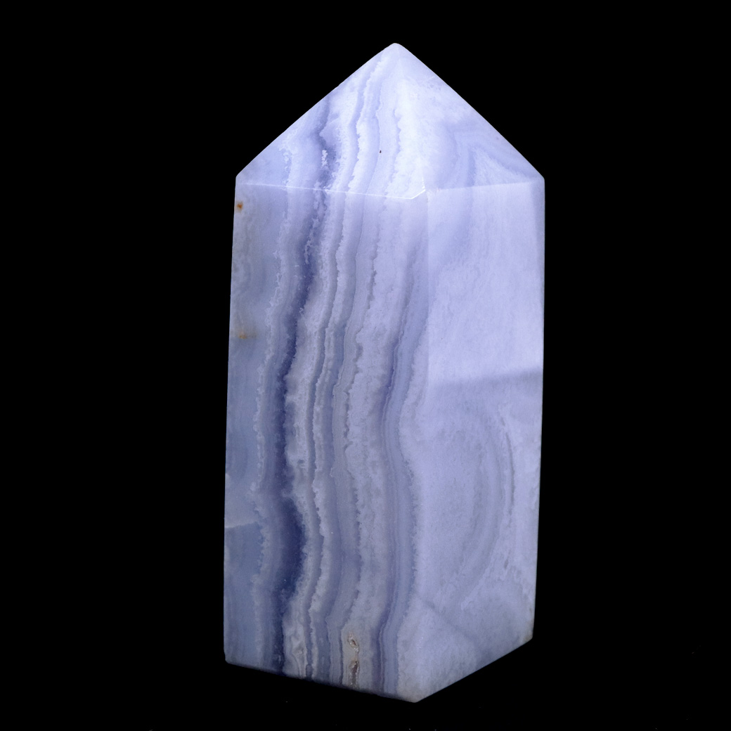 ブルーレースアゲート オベリスク ポイント 高さ60mm ポリッシュ 天然石 パワーストーン 1点もの 南アフリカ産 空色縞瑪瑙
