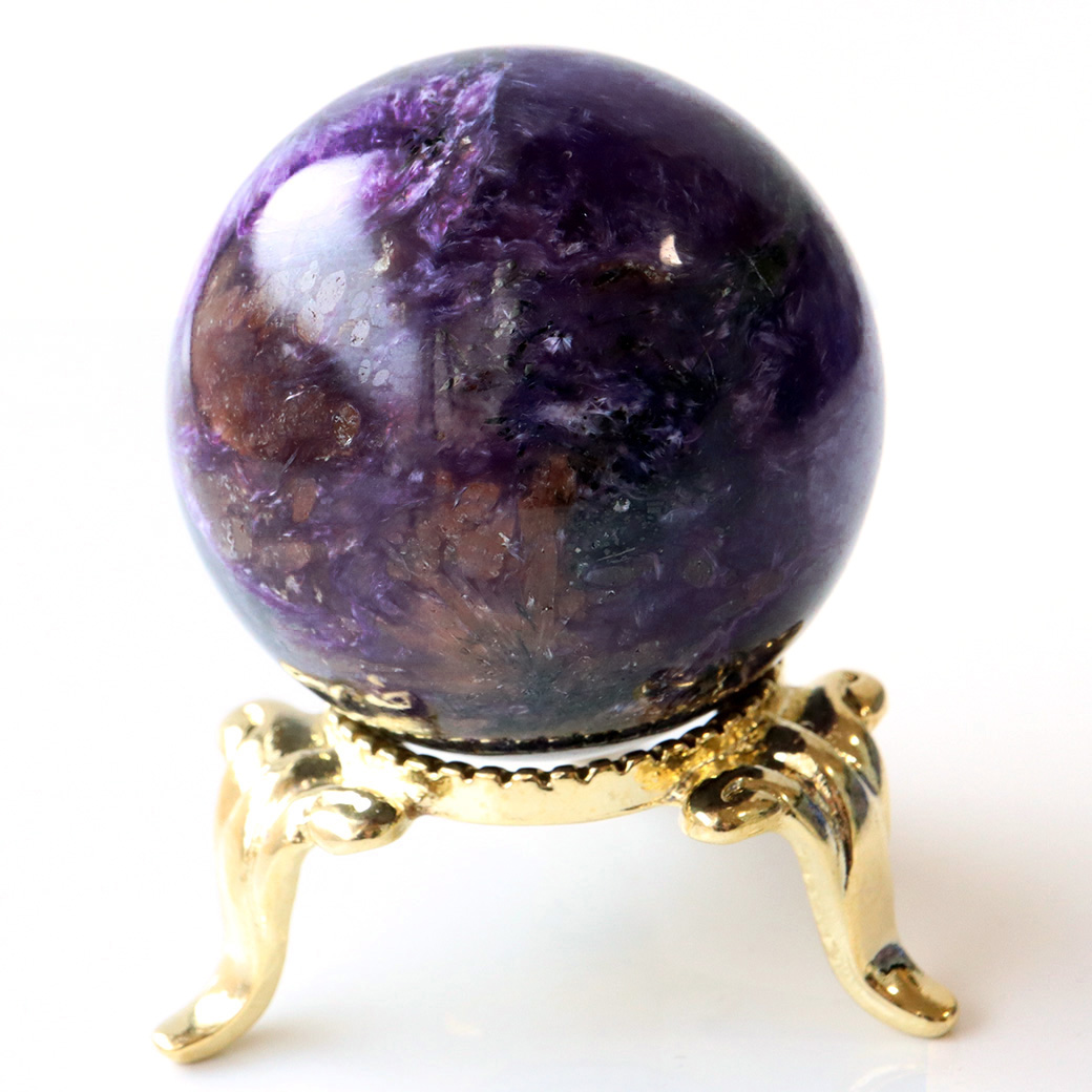 チャロアイト 丸玉 台座付き 世界三大 ヒーリング ストーン  ロシア産