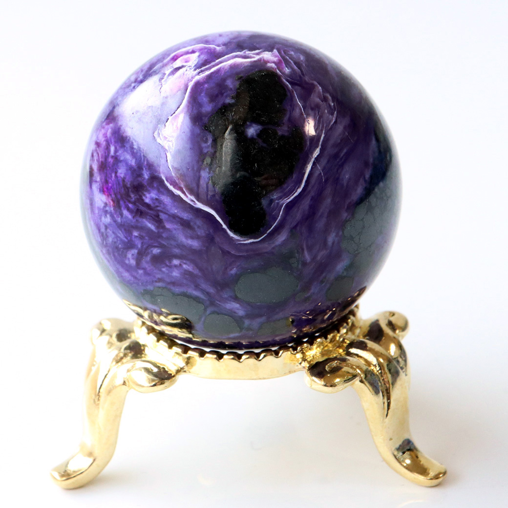 チャロアイト 丸玉 台座付き 世界三大 ヒーリング ストーン  ロシア産