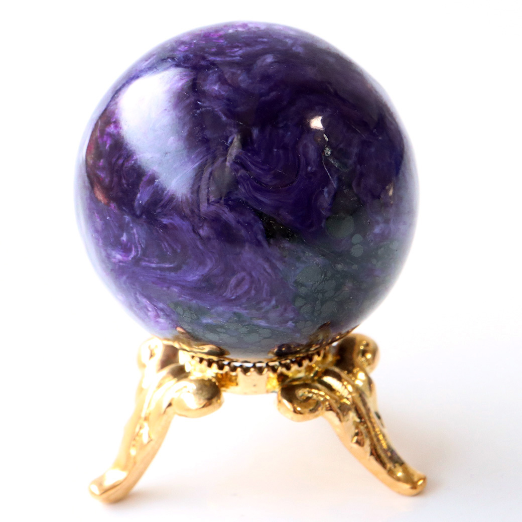 チャロアイト 丸玉 台座付き 世界三大 ヒーリング ストーン  ロシア産