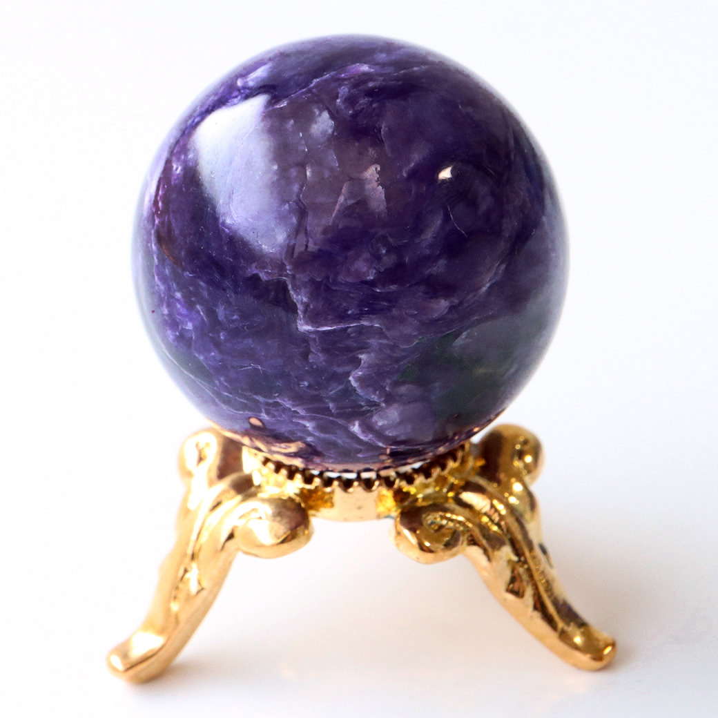 チャロアイト 丸玉 台座付き 世界三大 ヒーリング ストーン  ロシア産