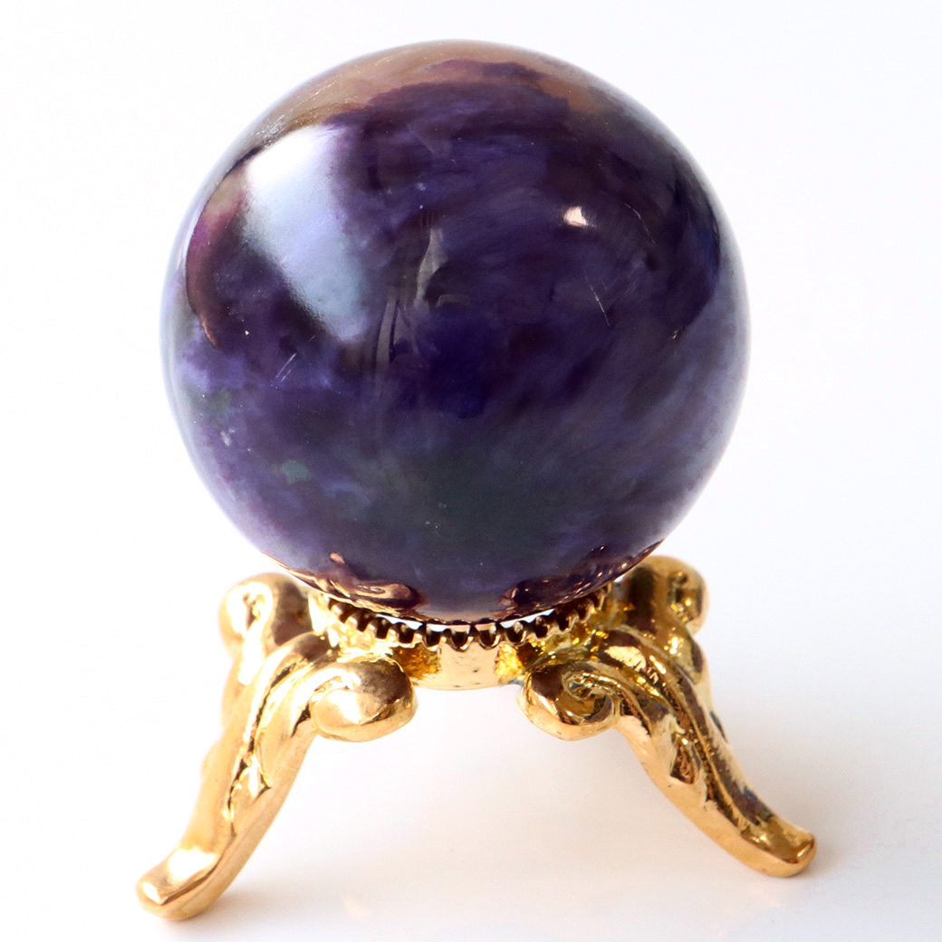 チャロアイト 丸玉 台座付き 世界三大 ヒーリング ストーン  ロシア産