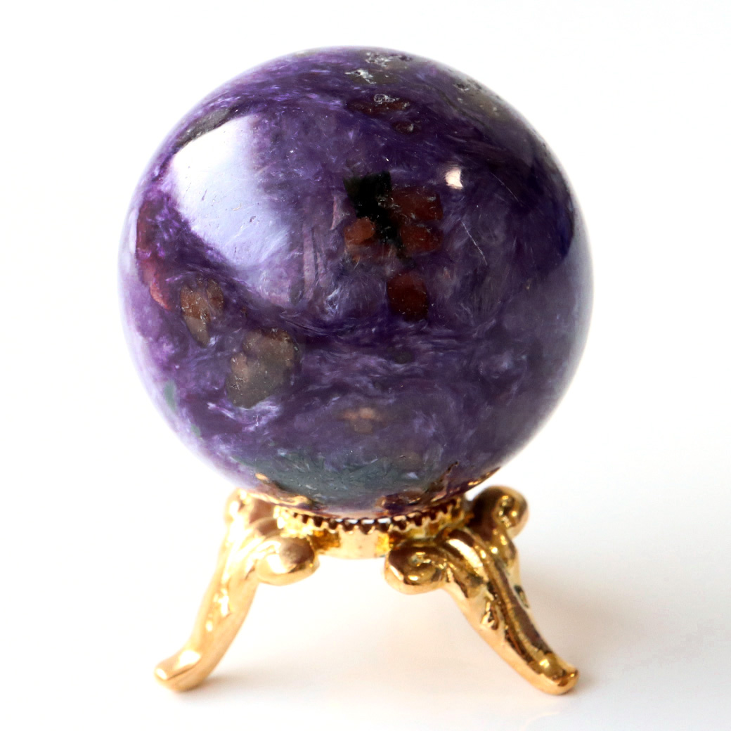 チャロアイト 丸玉 台座付き 世界三大 ヒーリング ストーン  ロシア産