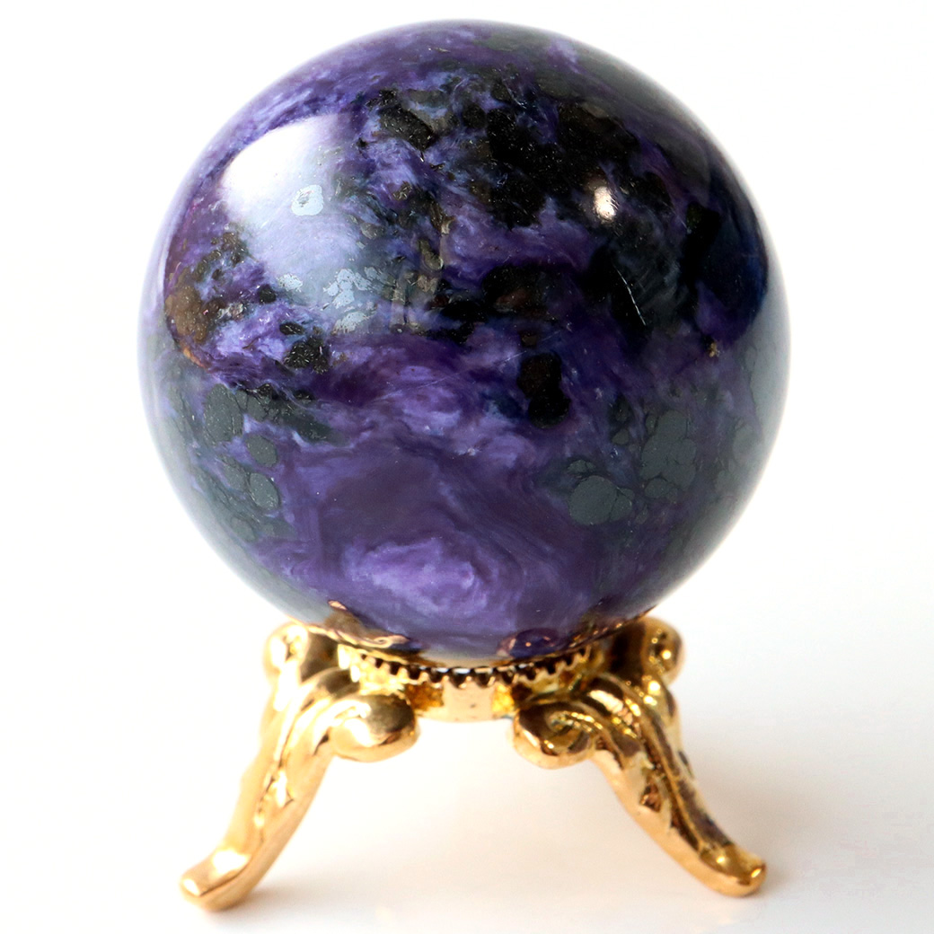 チャロアイト 丸玉 台座付き 世界三大 ヒーリング ストーン  ロシア産