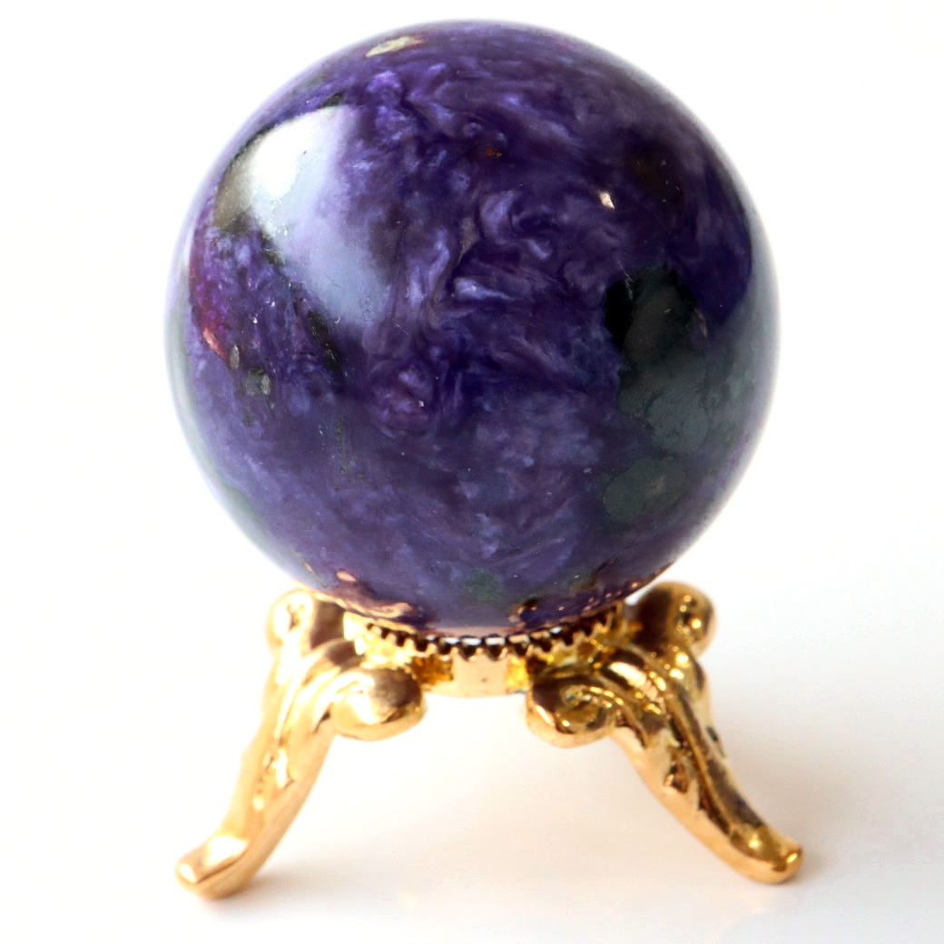 チャロアイト 丸玉 台座付き 世界三大 ヒーリング ストーン  ロシア産