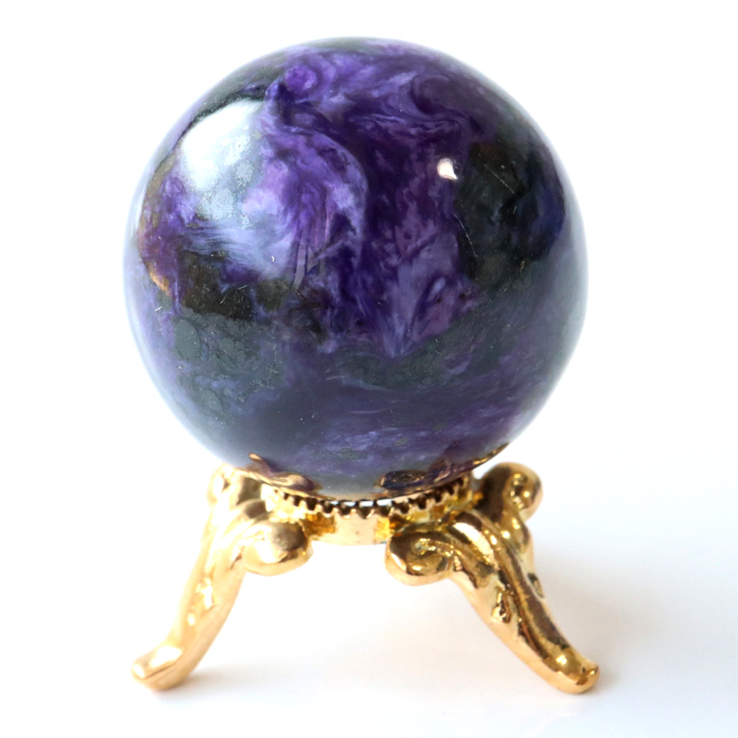 チャロアイト 丸玉 台座付き 世界三大 ヒーリング ストーン  ロシア産