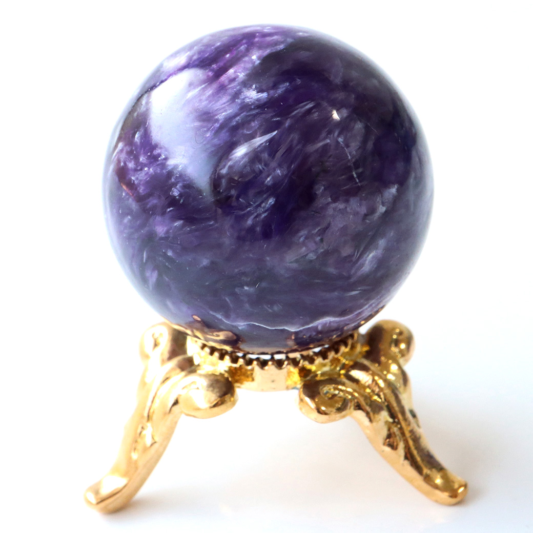 チャロアイト 丸玉 台座付き 世界三大 ヒーリング ストーン  ロシア産