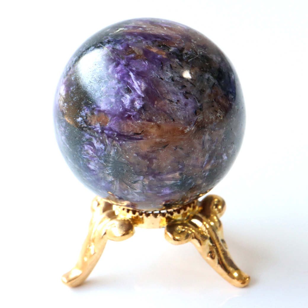 チャロアイト 丸玉 台座付き 世界三大 ヒーリング ストーン  ロシア産