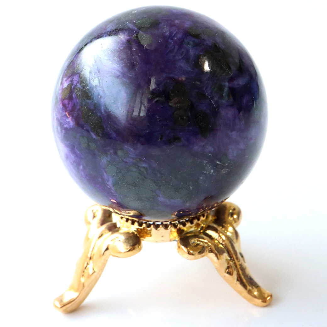 チャロアイト 丸玉 台座付き 世界三大 ヒーリング ストーン  ロシア産