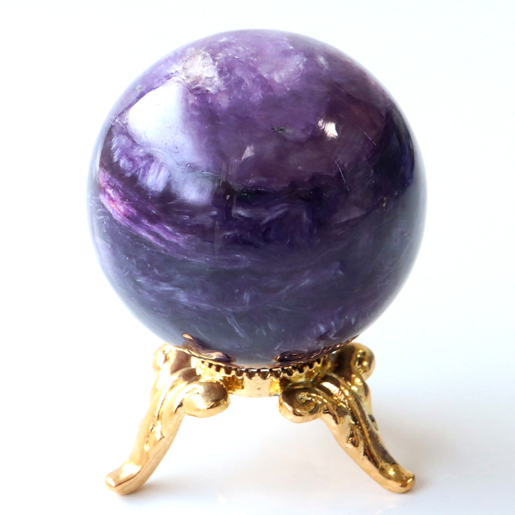 チャロアイト 丸玉 台座付き 世界三大 ヒーリング ストーン  ロシア産