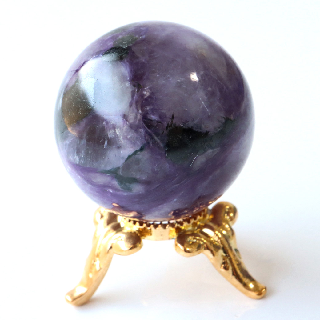 チャロアイト 丸玉 台座付き 世界三大 ヒーリング ストーン  ロシア産