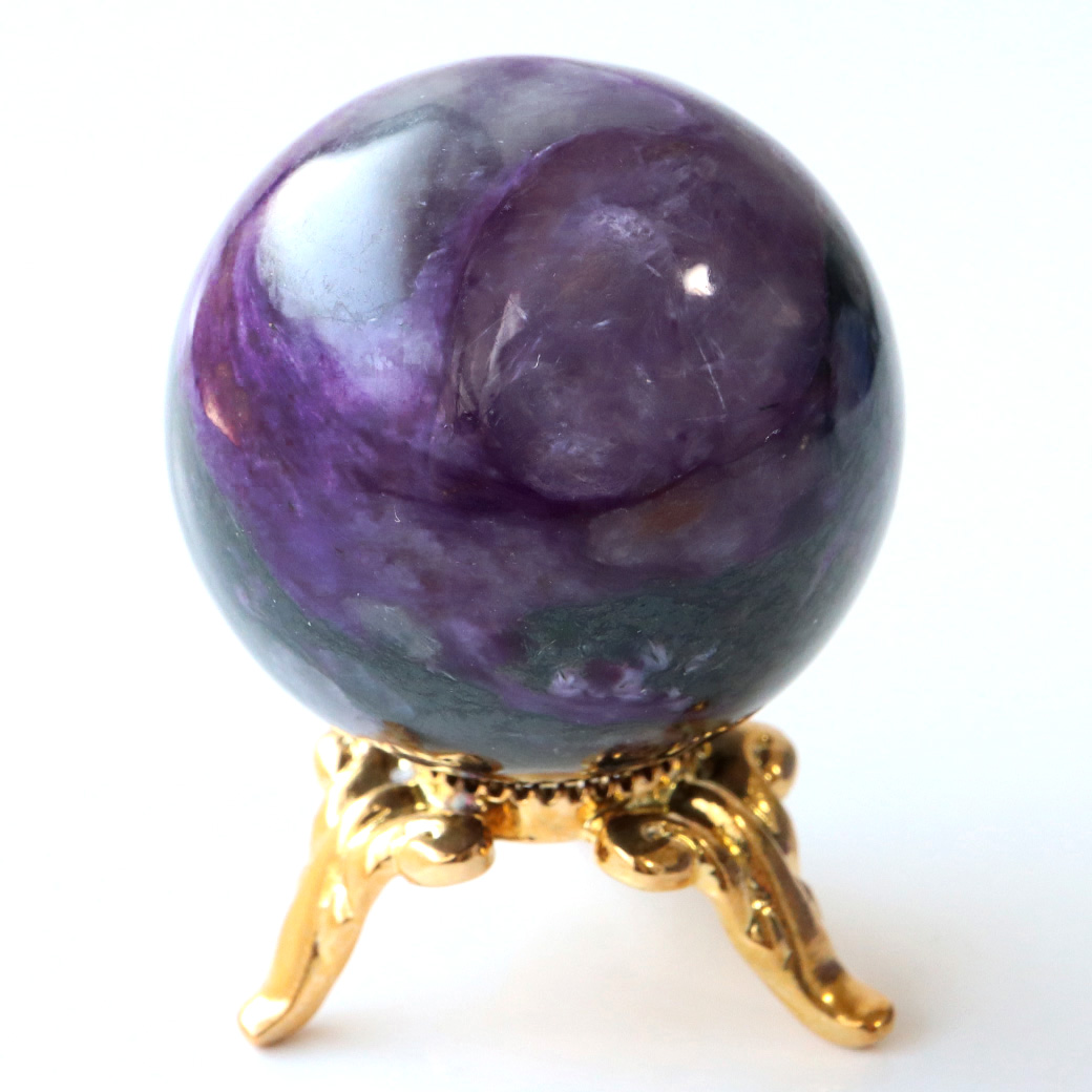 チャロアイト 丸玉 台座付き 世界三大 ヒーリング ストーン  ロシア産