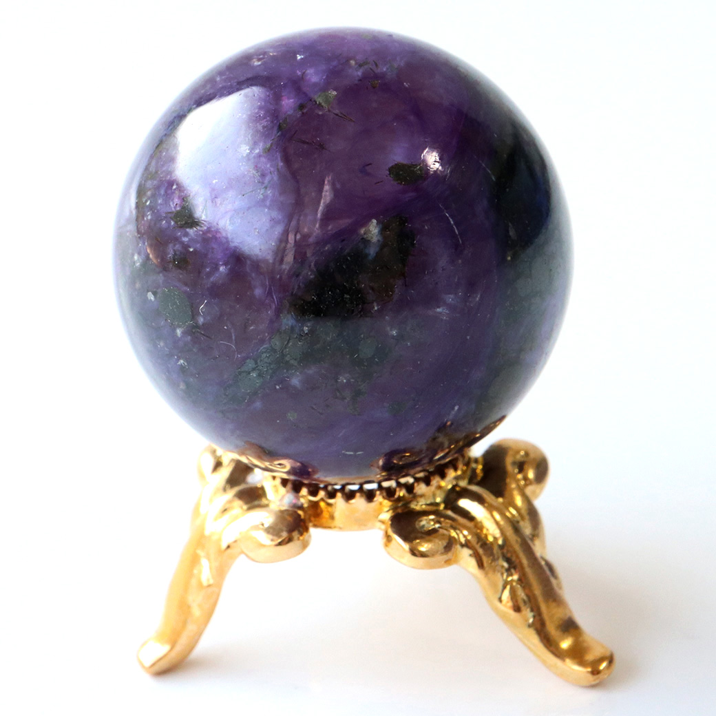 チャロアイト 丸玉 台座付き 世界三大 ヒーリング ストーン  ロシア産