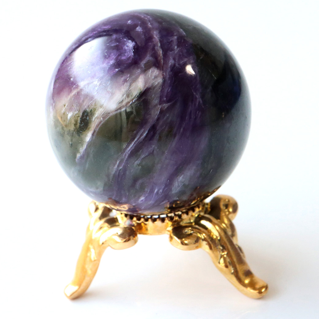 チャロアイト 丸玉 台座付き 世界三大 ヒーリング ストーン  ロシア産