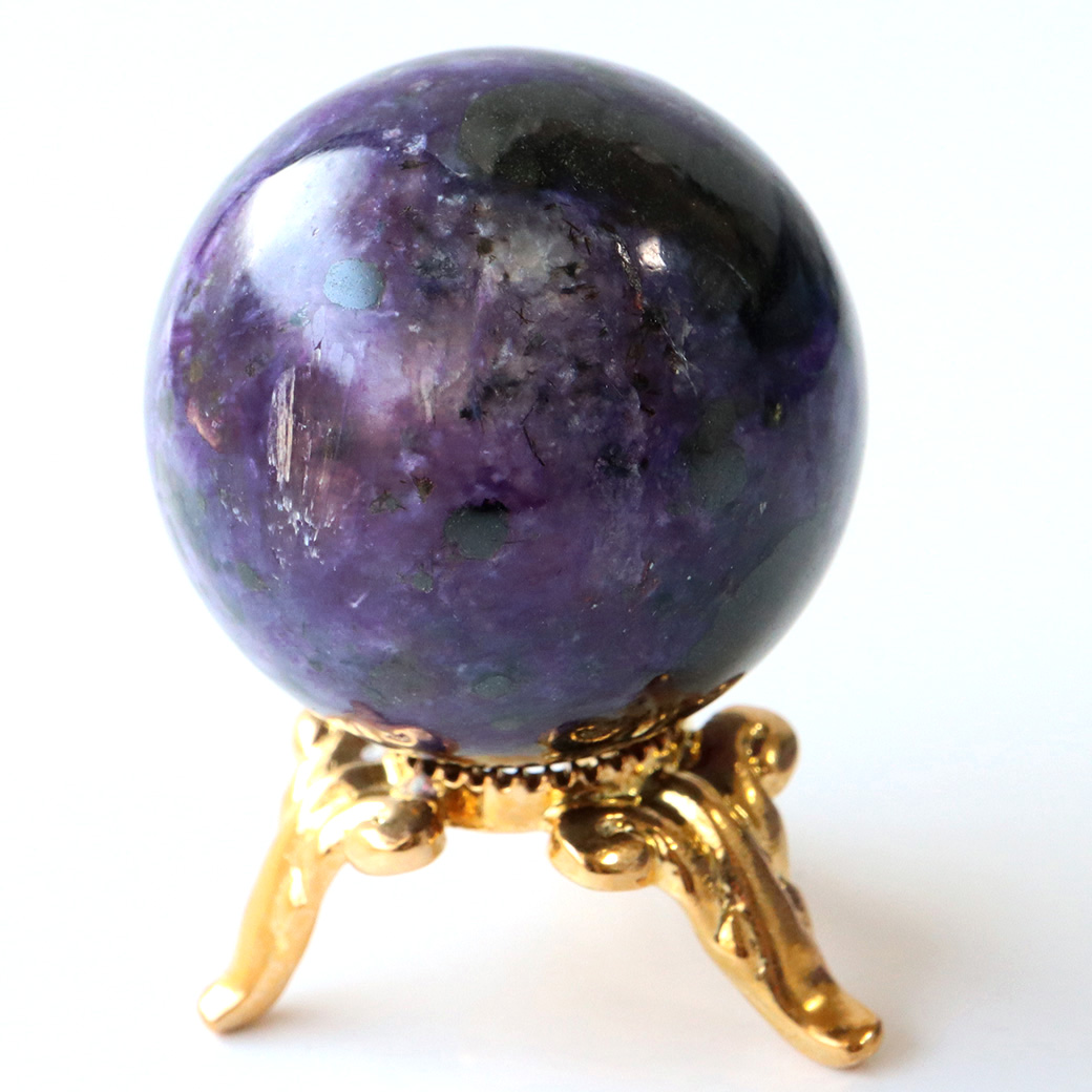 チャロアイト 丸玉 台座付き 世界三大 ヒーリング ストーン  ロシア産