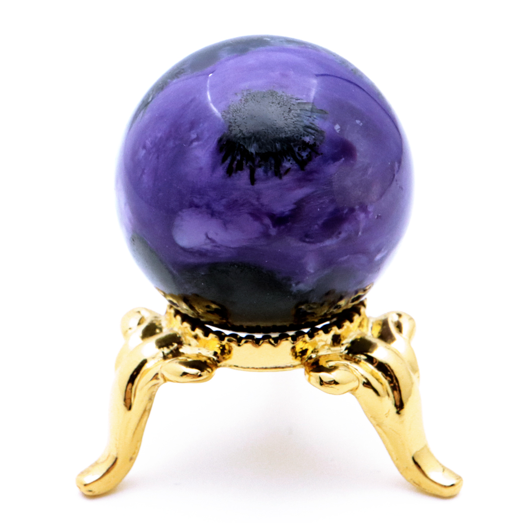 チャロアイト 丸玉 台座付き チャロ石 世界三大 ヒーリング ストーン  ロシア産