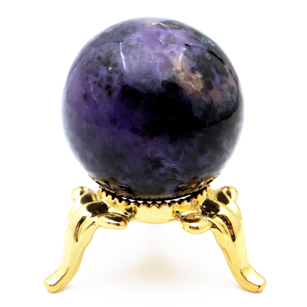 チャロアイト 丸玉 台座付き チャロ石 世界三大 ヒーリング ストーン  ロシア産