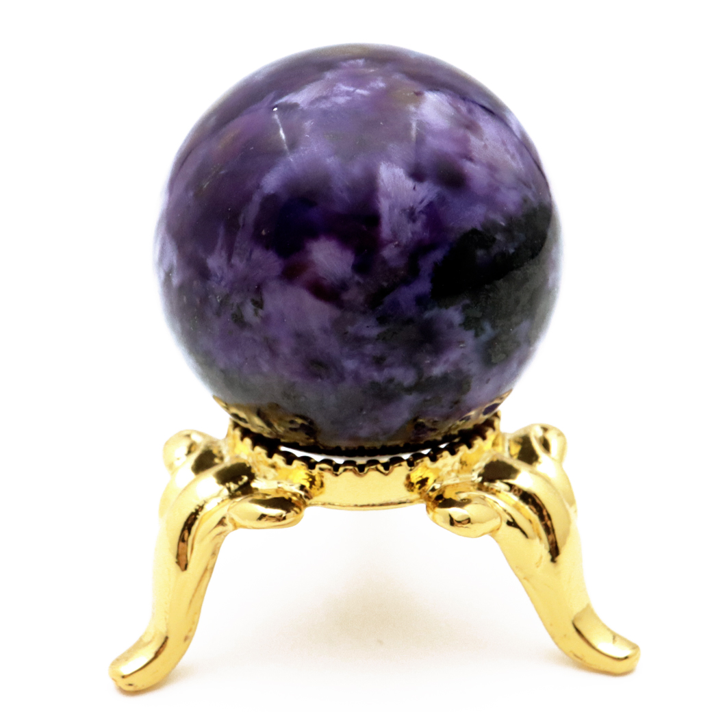 チャロアイト 丸玉 台座付き チャロ石 世界三大 ヒーリング ストーン  ロシア産