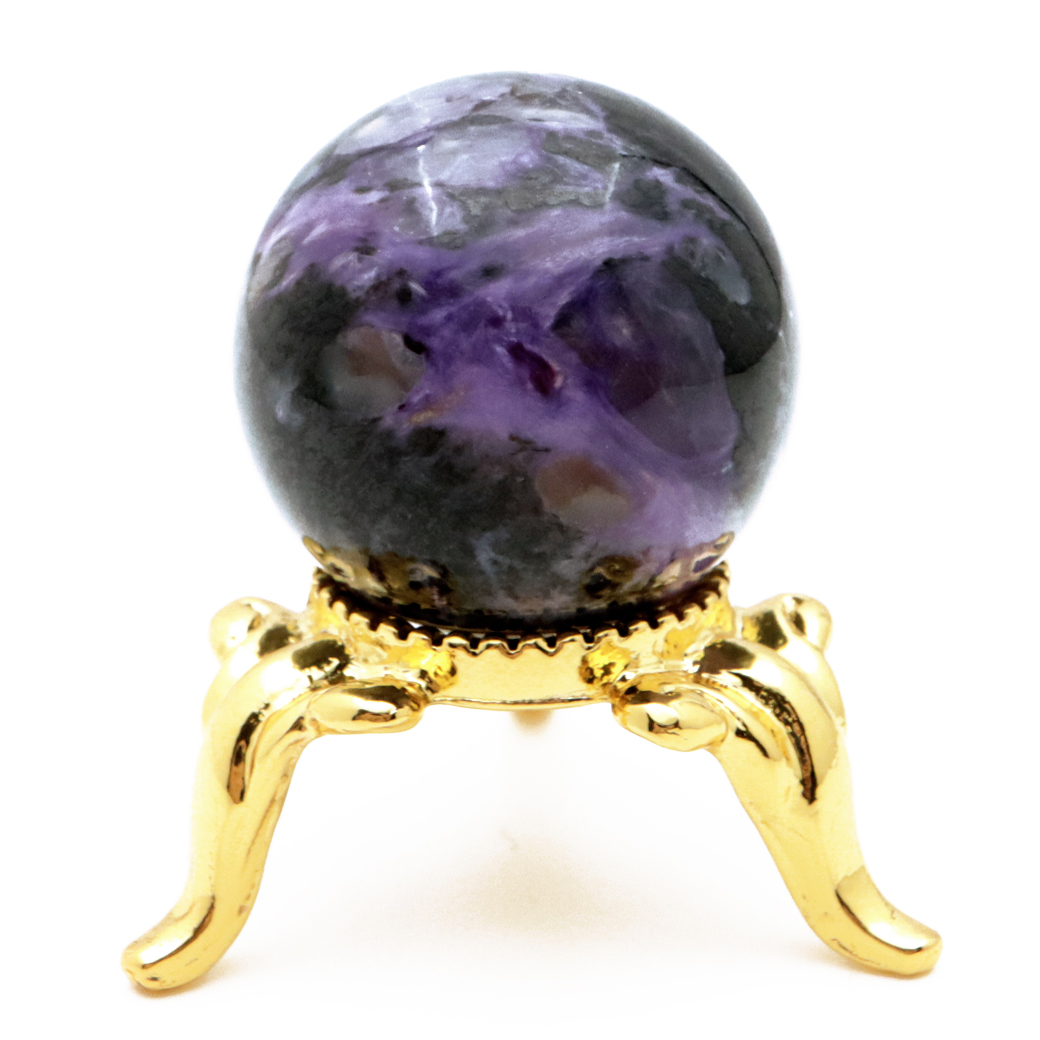 チャロアイト 丸玉 台座付き チャロ石 世界三大 ヒーリング ストーン  ロシア産