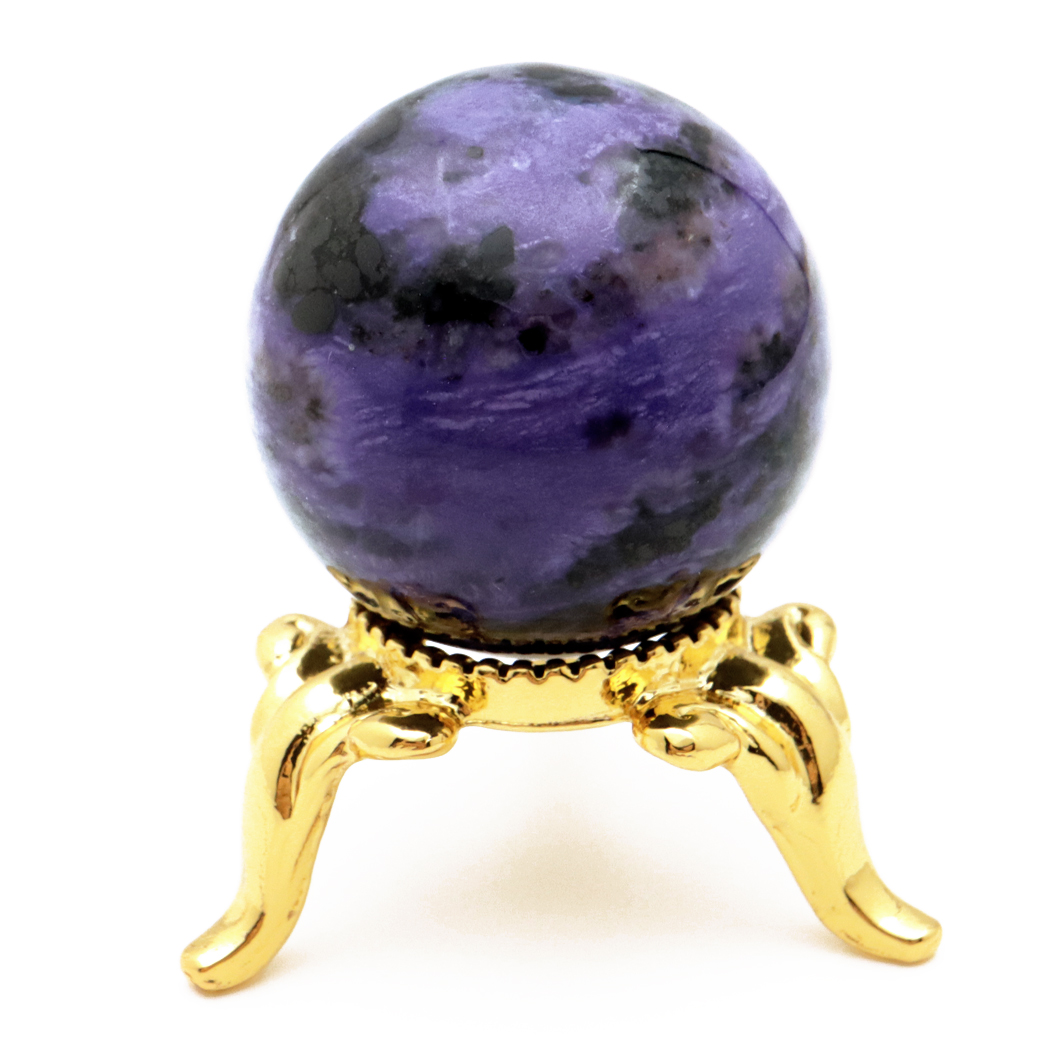 チャロアイト 丸玉 台座付き チャロ石 世界三大 ヒーリング ストーン  ロシア産