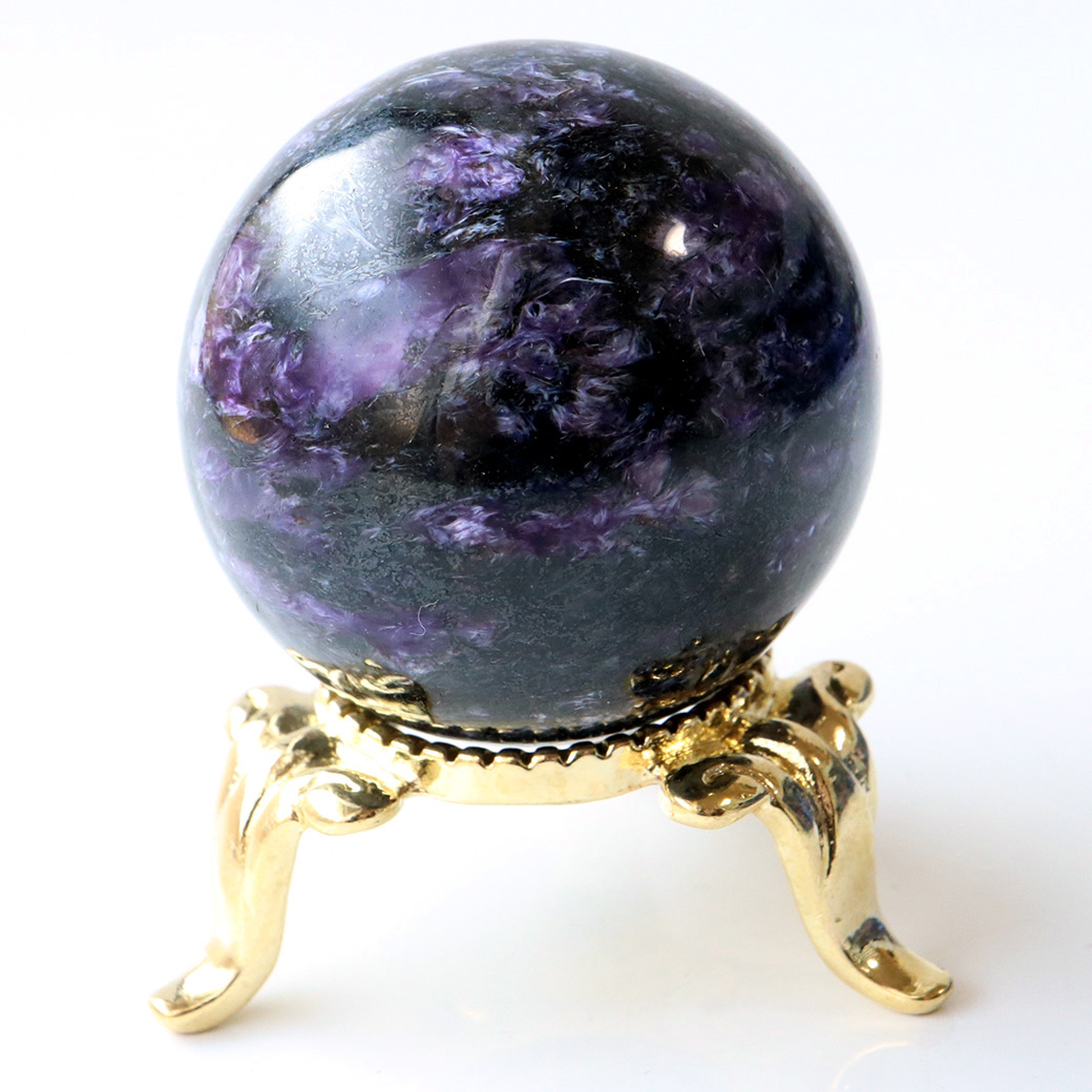 チャロアイト 丸玉 台座付き 世界三大 ヒーリング ストーン  ロシア産