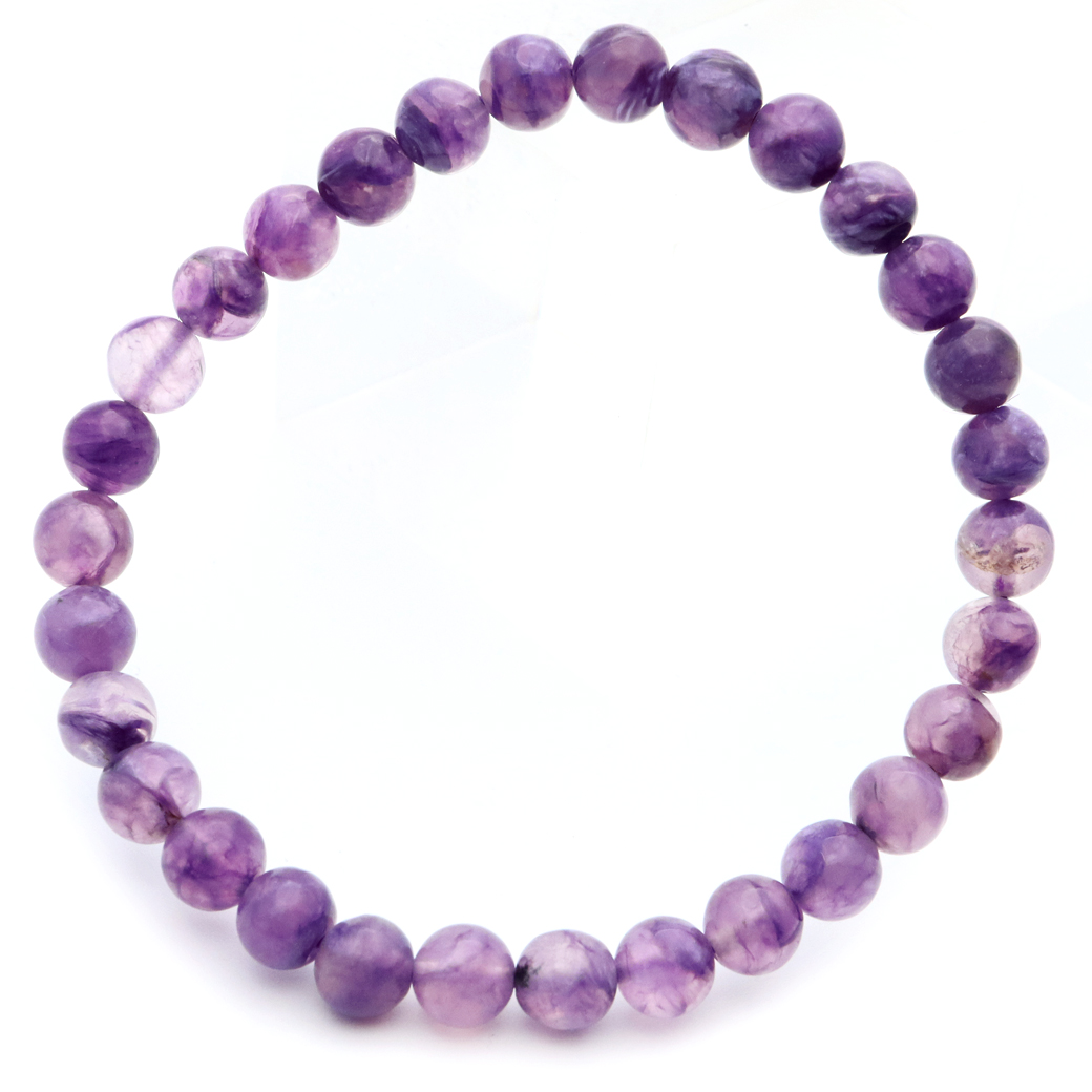 チャロアイト エンジェルシリカ ブレスレット 6.5mm ロシア産 天然石 1点物 Charoite チャロ石