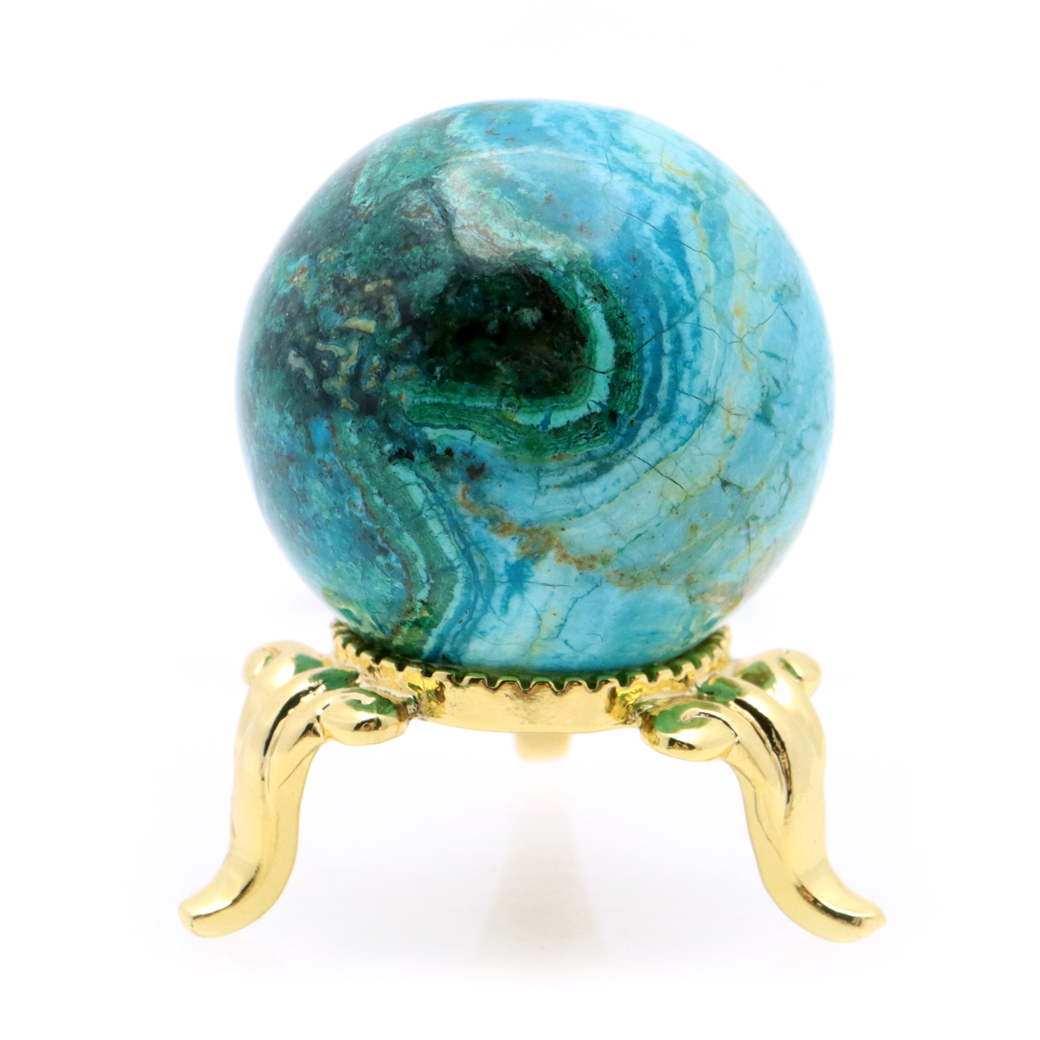 クリソコラ 丸玉 台座付き スフィア 直径 約31mm 天然石 置き物 原石 置物 インテリア 鉱物 オブジェ パワーストーン