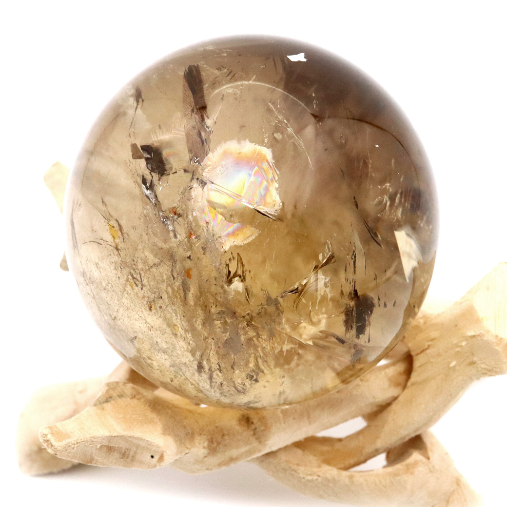 シトリン 非加熱 丸玉 黄水晶 ブラジル産 直径約59mm ナチュラルカラー  木製台座付き 1点もの スフィア 11月 誕生石 置き物